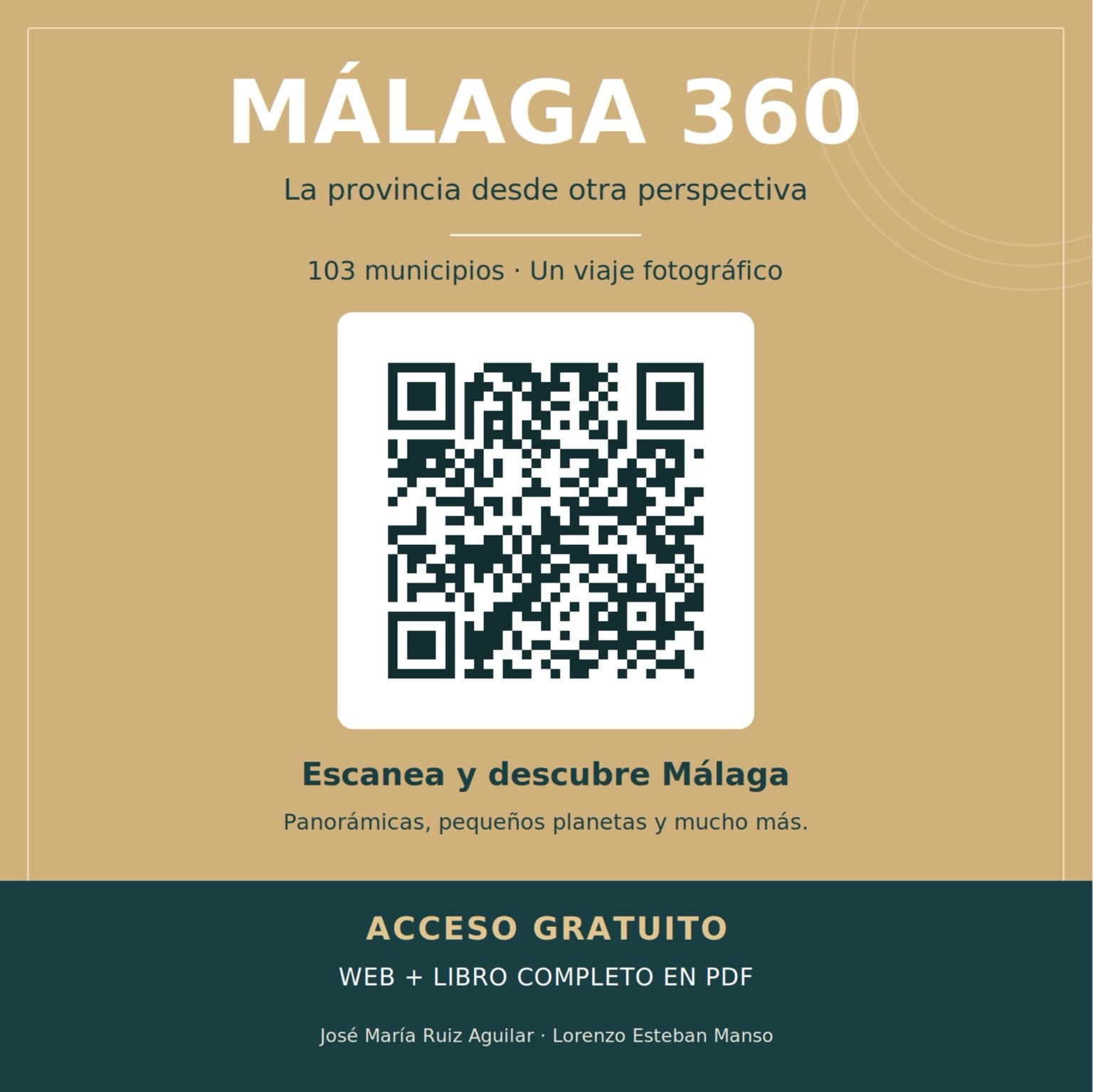 Tarjeta de Málaga 360 con código QR de acceso al proyecto